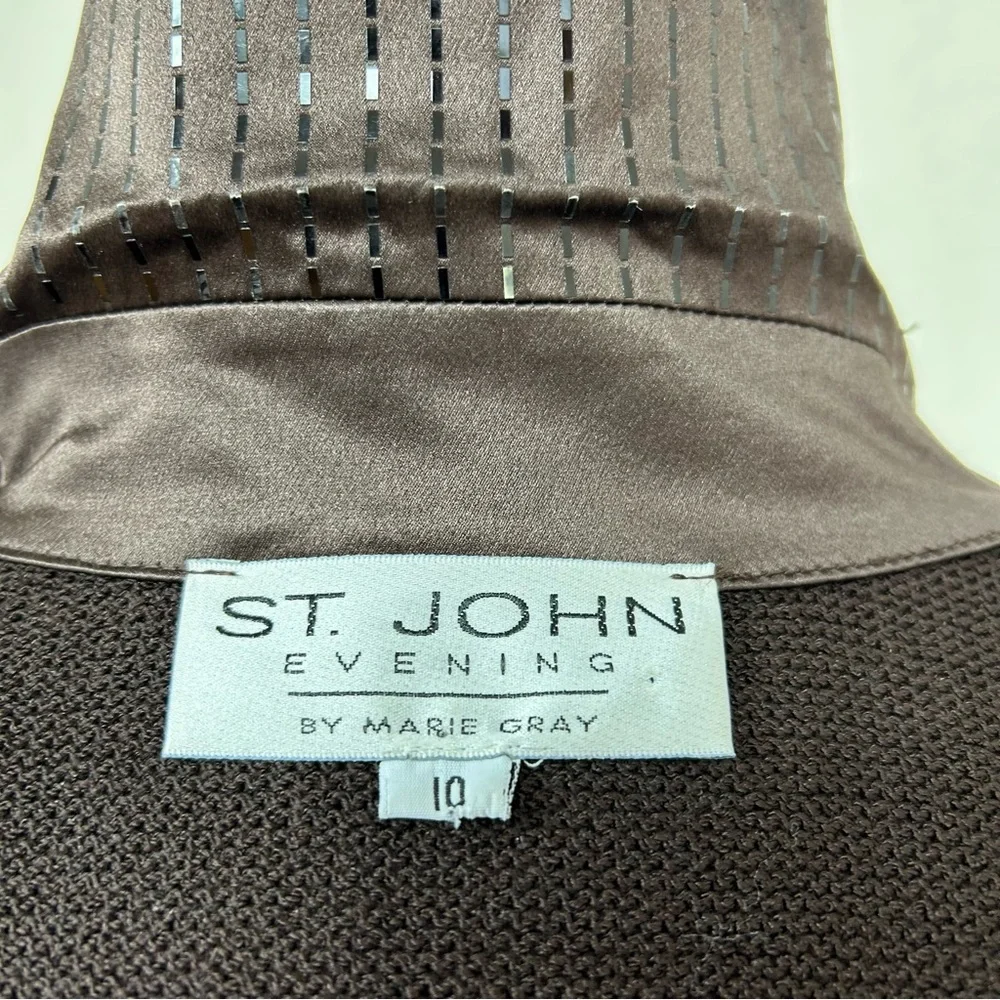 St. John Evening Classic Brown Wool Blend Knit Blazer Jacket Sz. 10 - Picture 8 of 10